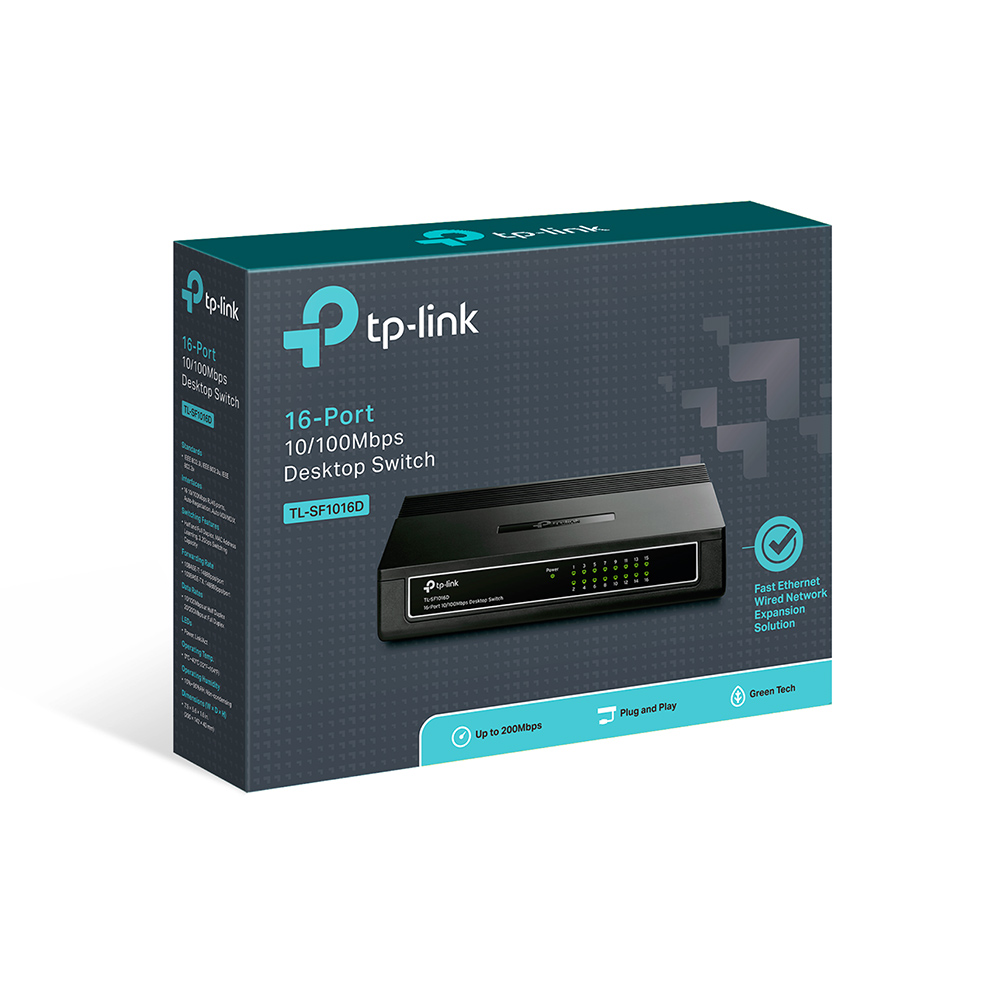845973020293-T - SWITCH ESCRITORIO TP-LINK 16 PTOS FAST/SAVE ENERGY 70%/ TL-SF1016D