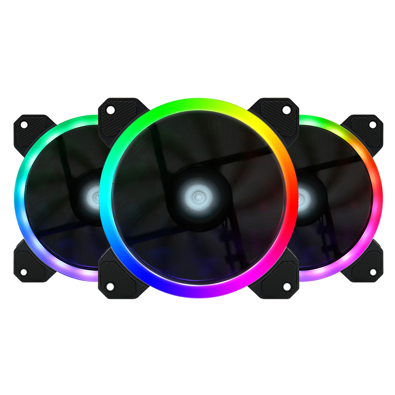 7502266677888-G - KIT DE 3 x VENTILADORES GAME FACTOR, CONTROLADOR, DOBLE ANILLO FKG400