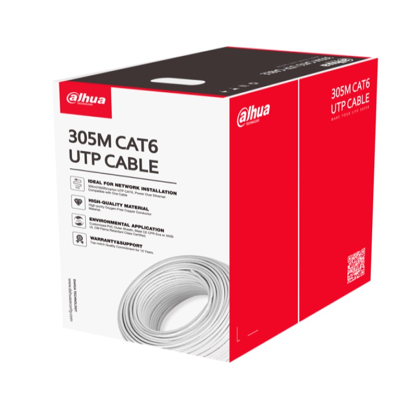 DH-PFM923I-6UN-C-WHITE - Bobina de cable UTP 100% cobre/Cat6/Interior(DH-PFM923I-6UN-C (white))