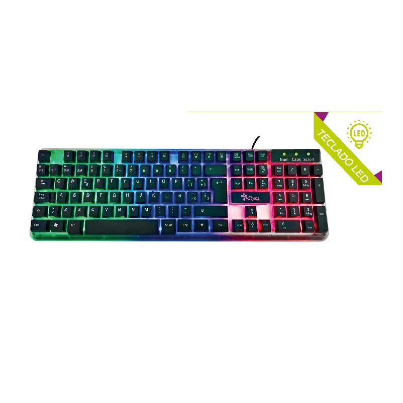 STTEALLED1T - TECLADO STYLOS ALAMBRICO MEMBRANA100% USB1.4M TRANSPARENTE STTEALLED1T