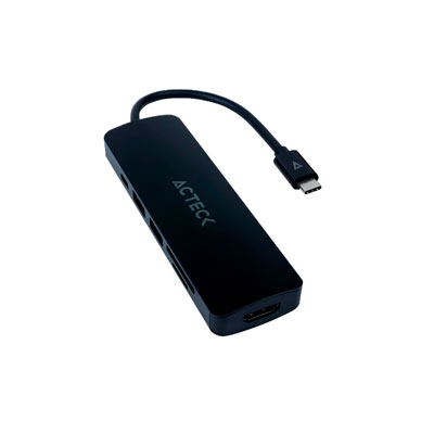 HUB ACTECK USB C 3.2 MACHO - 1X USB A 3.0, 1X USB A 2.0, 1X SD, 1X HDMI, NEGRO, AC-934619