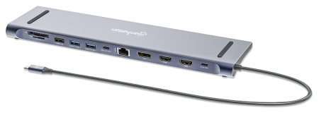 Docking USB-C 12 ptos, HDMIx2/DP,  USB-C PD/USB-Ax3, RJ45, SD, Audio