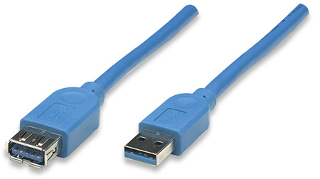 Cable USB V3.2 Ext. Tipo A  3.0M Azul, 5 Gbps