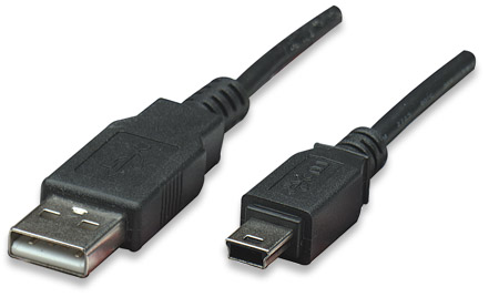 Cable USB V2.0 A-Mini B 0.9M Negro