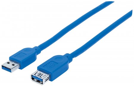 Cable USB V3.2 Ext. Tipo A  1.0M Azul, 5Gbps