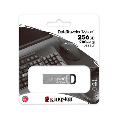 MEMORIA USB 256GB KINGSTON DATATRAVELER KYSON USB 3.2, PLATA, DTKN/256GB