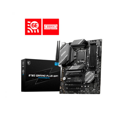 MOTHERBOARD MSI B760 GAMING PLUS WIFI, LGA 1700, DDR5, PCIE 4.0, M.2, LAN DE 2.5 GBPS, USB 3.2 GEN2, 256GB, WI-FI 6E, ATX