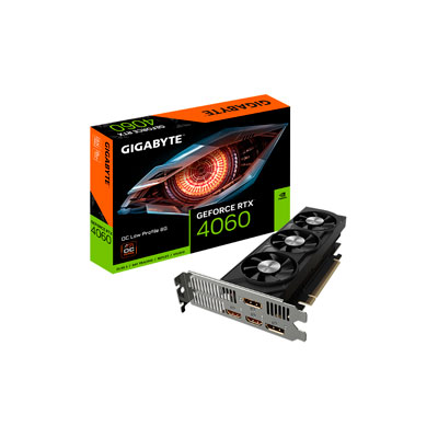 TARJETA DE VIDEO GIGABYTE NVIDIA GEFORCE RTX 4060 OC LOW PROFILE 8G, 8GB GDDR6, HDMI, DISPLAYPORT, PCIE 4.0, GV-N4060OC-8GL