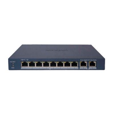 SWITCH HIKVISION DS-3E1510P-EI/M, 2 PUERTOS GIGABIT ETHERNET 10/100/1000, 8 PUERTOS POE ACTIVO 60W, 20 GBIT/S, 4000 ENTRADAS, NO ADMINISTRADO
