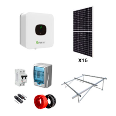 SOLAR KIT 8 KW, 16 CELDAS 600W, INVERSOR HUAWEI 8KW, ESTRUCTURA MONTAJE, PROTECCION TERMICA C/GABINETE, CABLE FOTOVOLTAICO, 20 MTS MATERIAL ELECTRICO