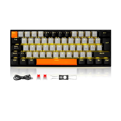 TECLADO TERPORT MECANICO DE 62 TECLAS, Z11 E70 TECLADO 60%, RETROILUMINADO, COMPACTO DE ANTI-GHOSTING, WIN/MAC, ESPAÑOL