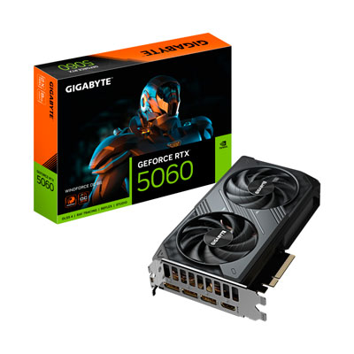 TARJETA DE VIDEO GIGABYTE NVIDIA GEFORCE RTX 5060, 8GB 128-BIT GDDR7, PCI EXPRESS 5.0, GV-N5060WF2OC-8GD