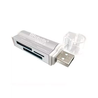 180420P - LECTOR USB BROBOTIX TODO EN UNO METALICO PLATA 180420P
